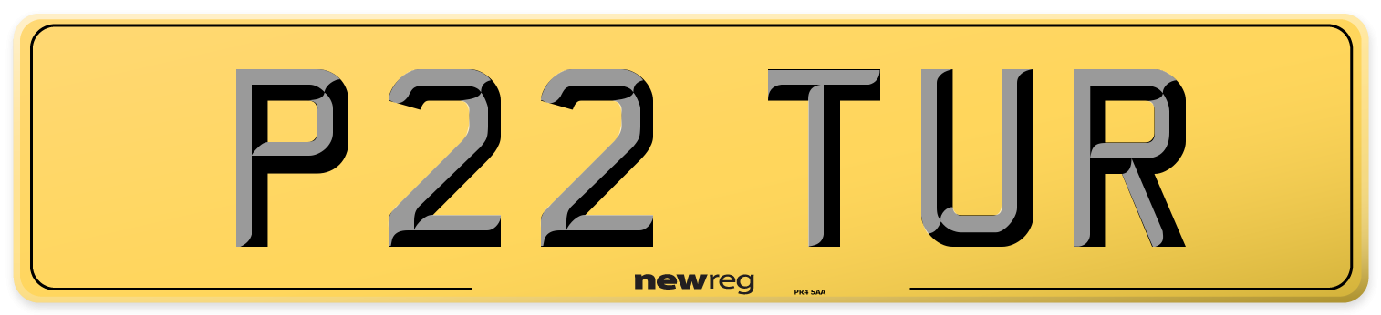 P22 TUR Rear Number Plate