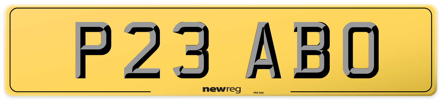 P23 ABO Rear Number Plate