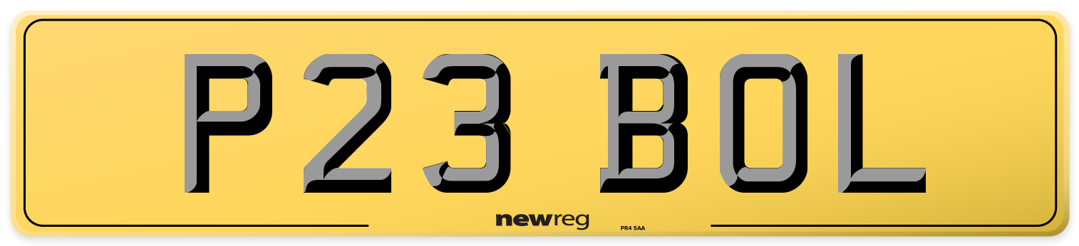 P23 BOL Rear Number Plate