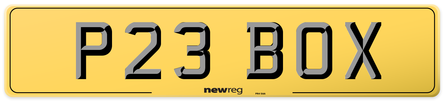 P23 BOX Rear Number Plate
