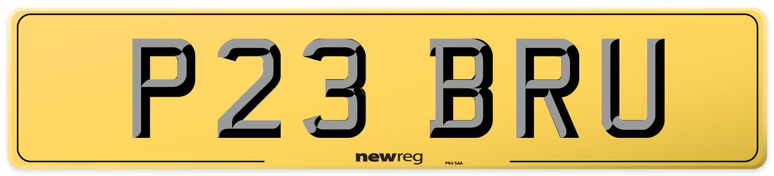P23 BRU Rear Number Plate