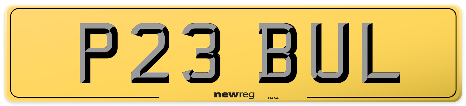 P23 BUL Rear Number Plate