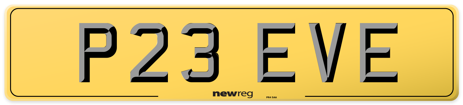 P23 EVE Rear Number Plate