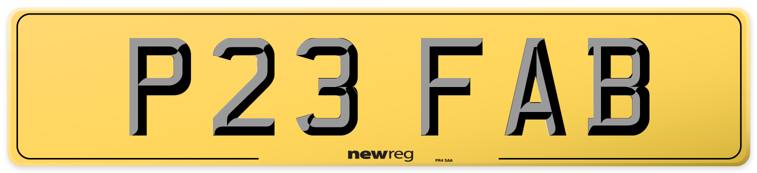 P23 FAB Rear Number Plate