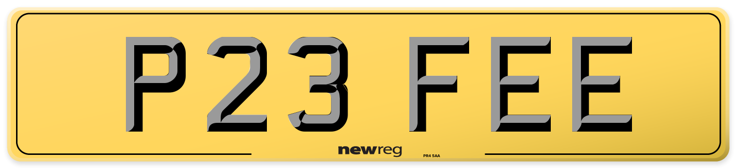 P23 FEE Rear Number Plate
