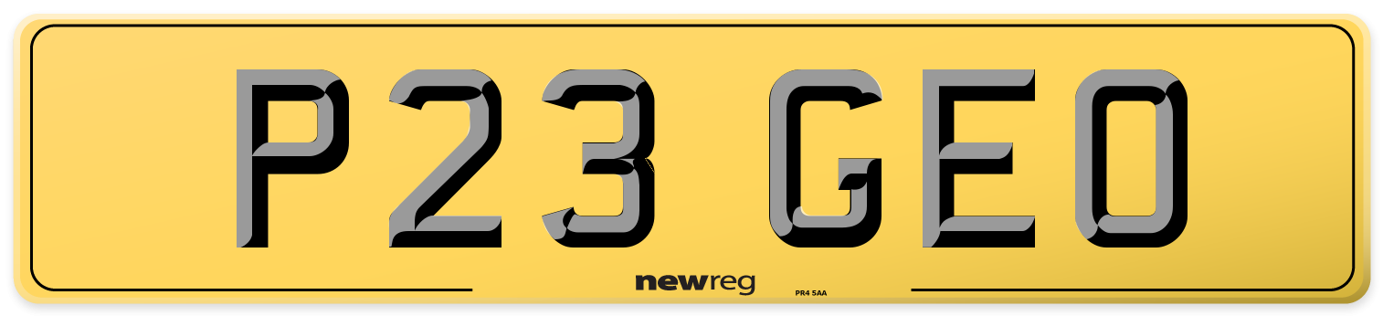 P23 GEO Rear Number Plate