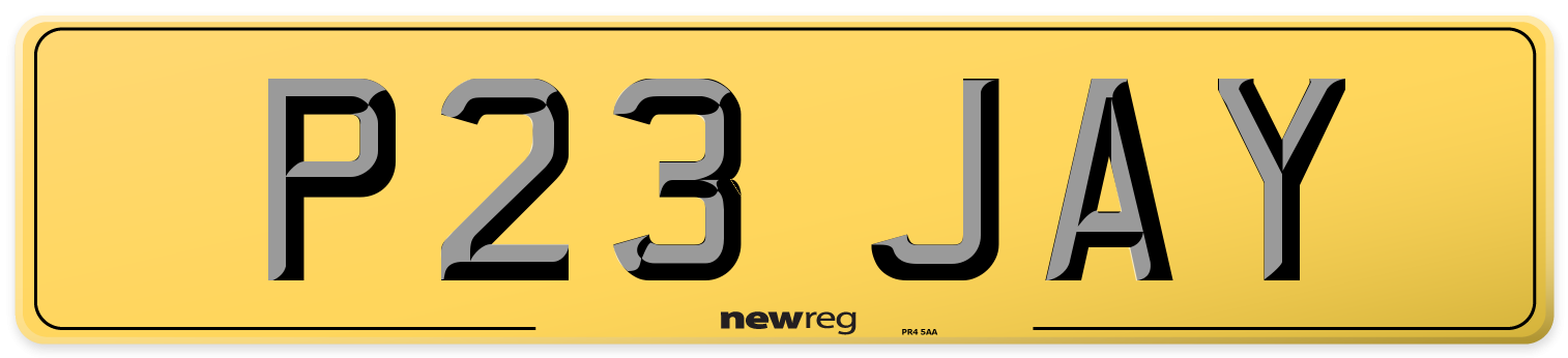 P23 JAY Rear Number Plate