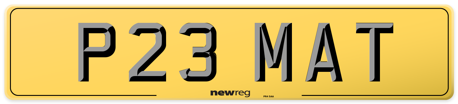 P23 MAT Rear Number Plate
