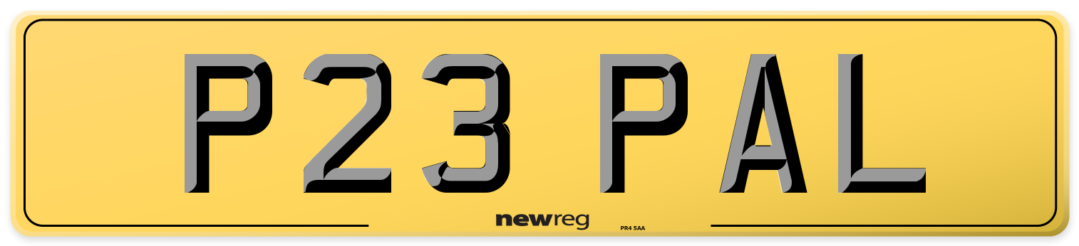 P23 PAL Rear Number Plate