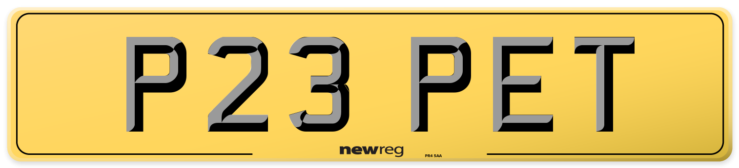 P23 PET Rear Number Plate