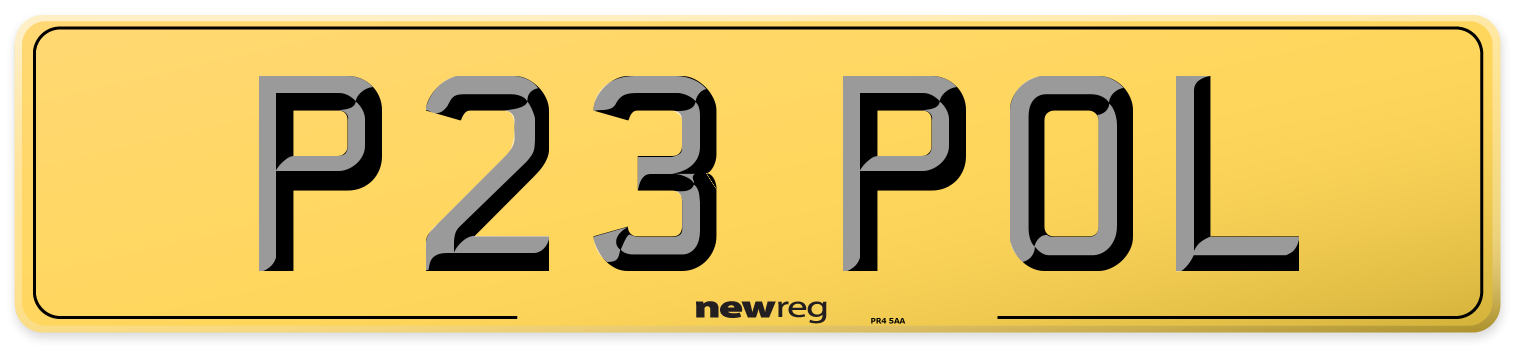 P23 POL Rear Number Plate
