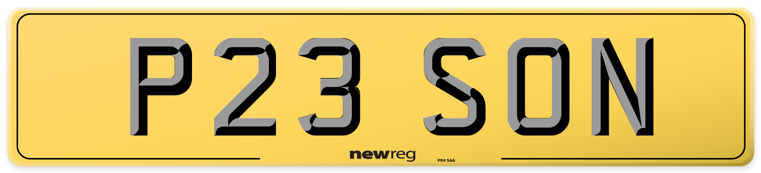 P23 SON Rear Number Plate