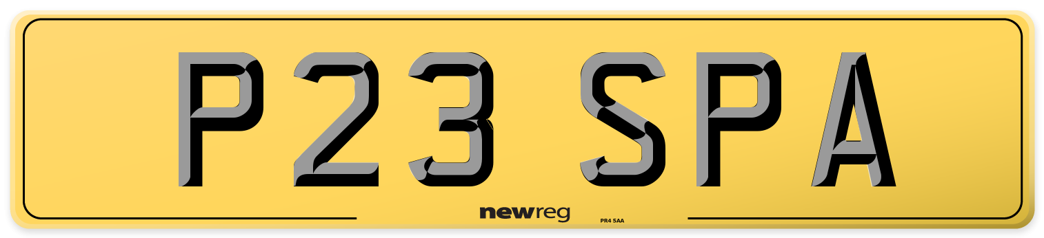 P23 SPA Rear Number Plate