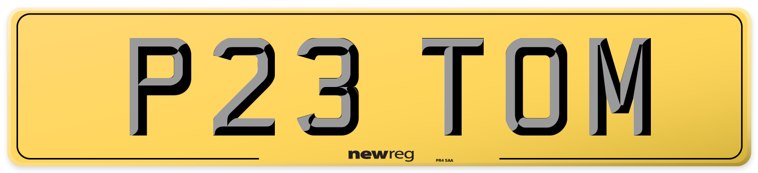 P23 TOM Rear Number Plate