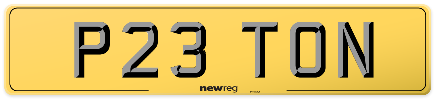 P23 TON Rear Number Plate