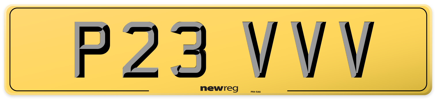 P23 VVV Rear Number Plate