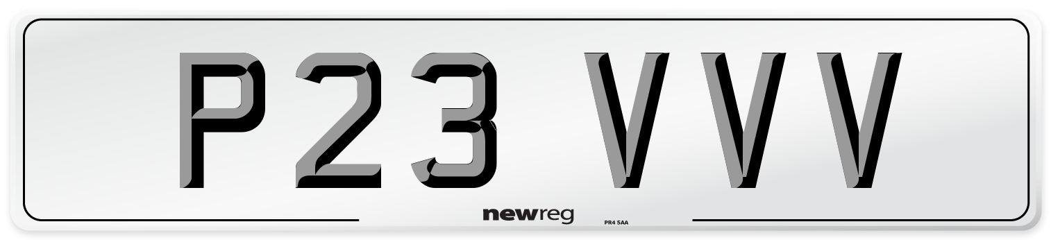 P23 VVV Front Number Plate