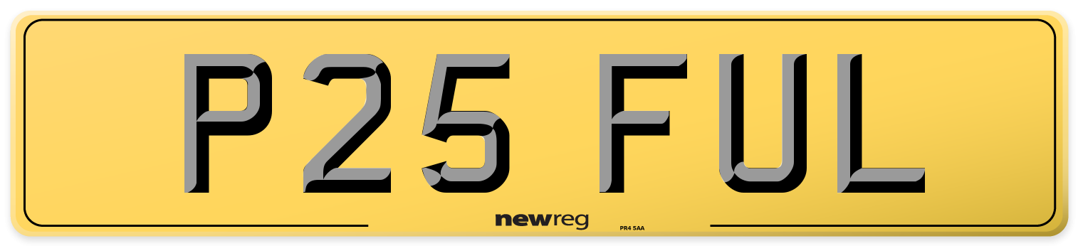 P25 FUL Rear Number Plate