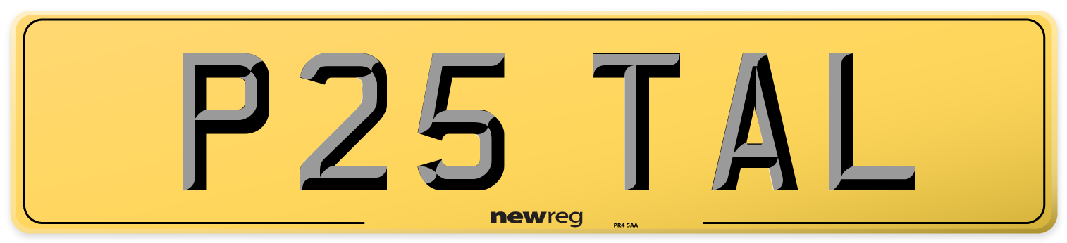 P25 TAL Rear Number Plate