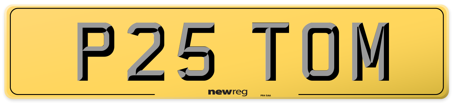P25 TOM Rear Number Plate