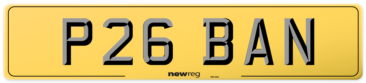 P26 BAN Rear Number Plate