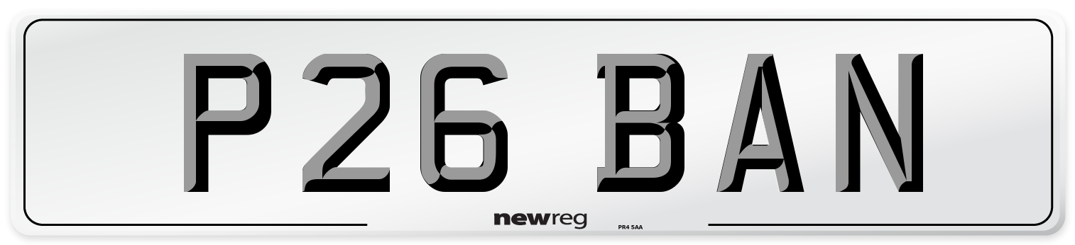 P26 BAN Front Number Plate