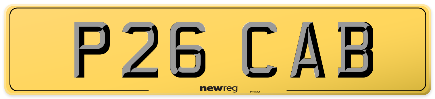 P26 CAB Rear Number Plate