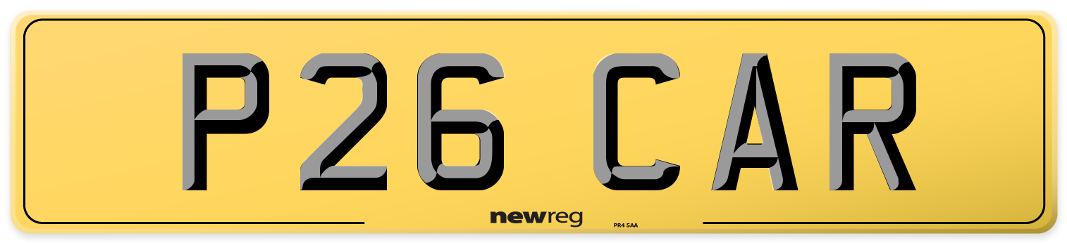P26 CAR Rear Number Plate