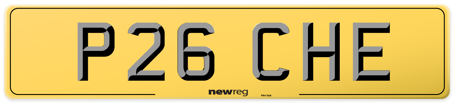 P26 CHE Rear Number Plate