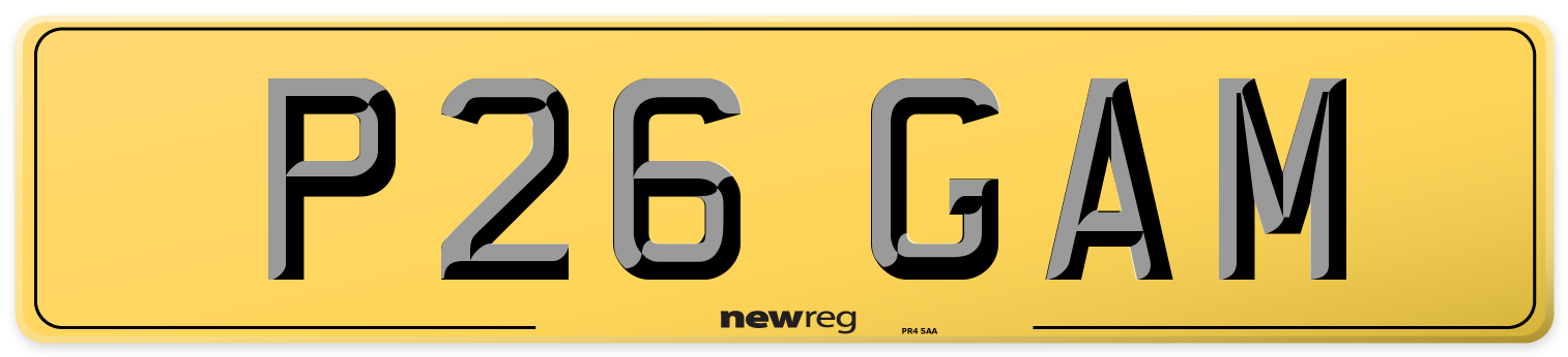 P26 GAM Rear Number Plate