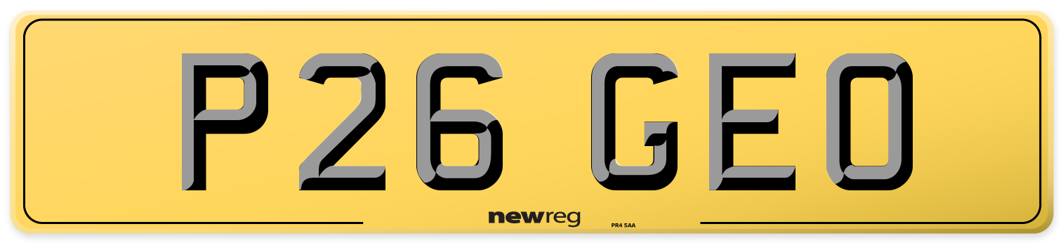 P26 GEO Rear Number Plate