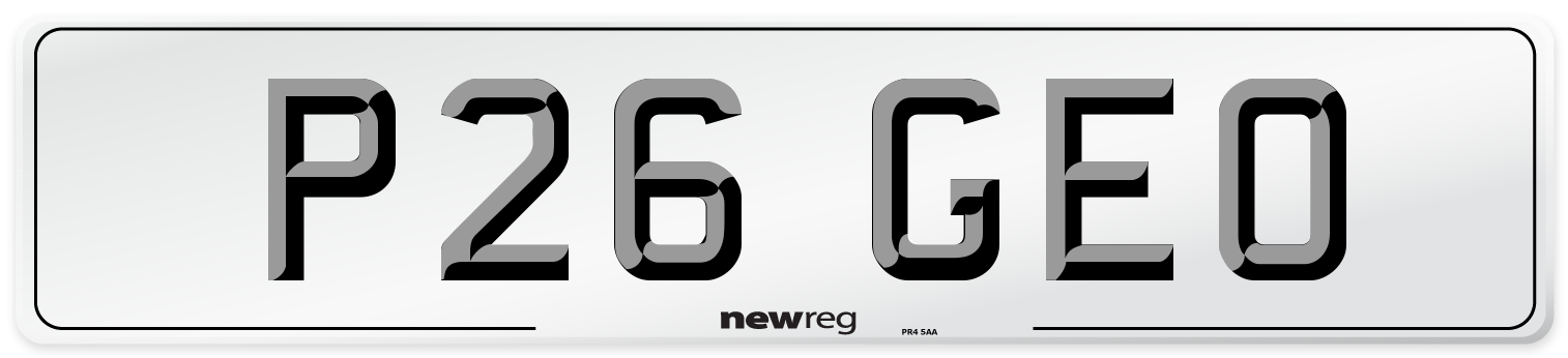 P26 GEO Front Number Plate