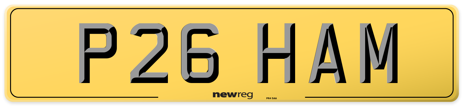 P26 HAM Rear Number Plate