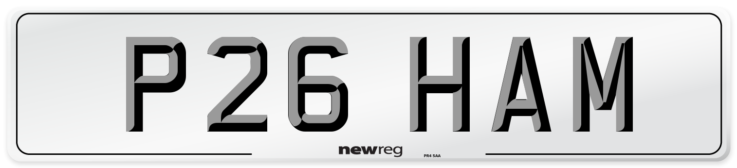 P26 HAM Front Number Plate