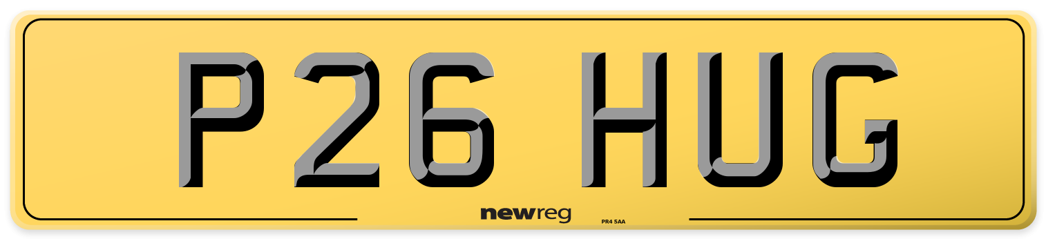 P26 HUG Rear Number Plate