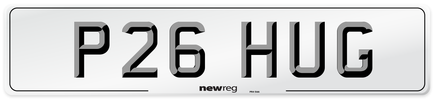 P26 HUG Front Number Plate