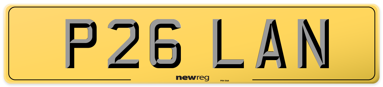 P26 LAN Rear Number Plate