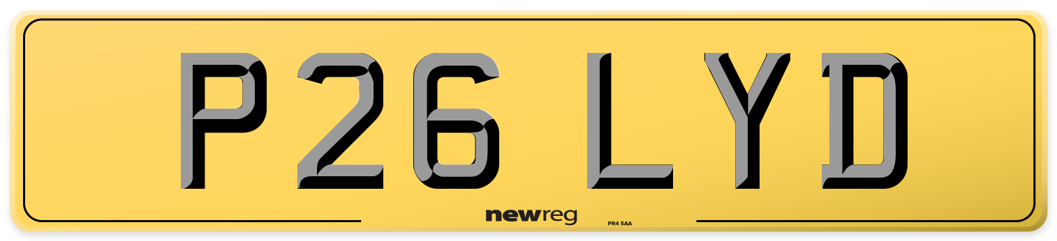P26 LYD Rear Number Plate