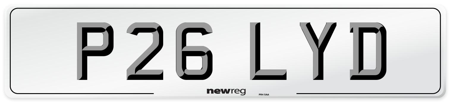 P26 LYD Front Number Plate
