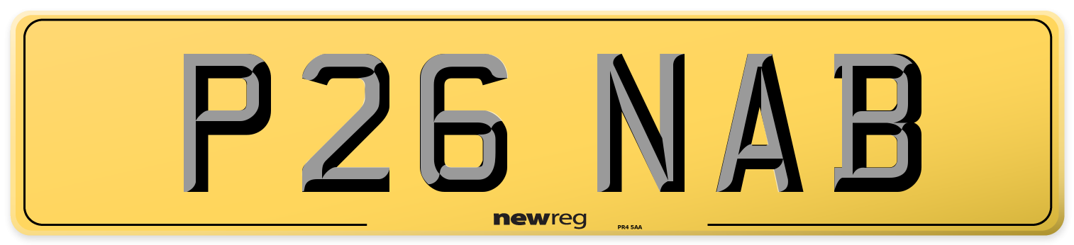 P26 NAB Rear Number Plate