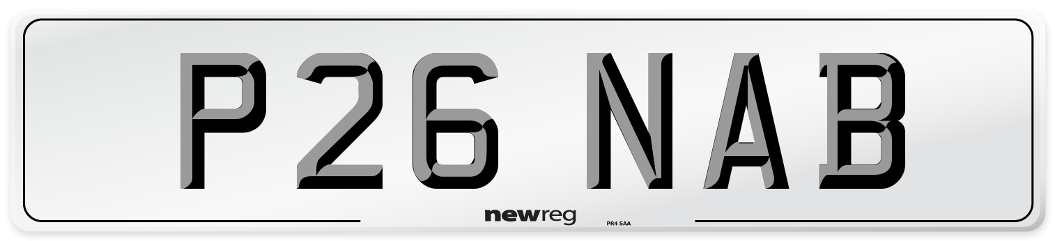 P26 NAB Front Number Plate
