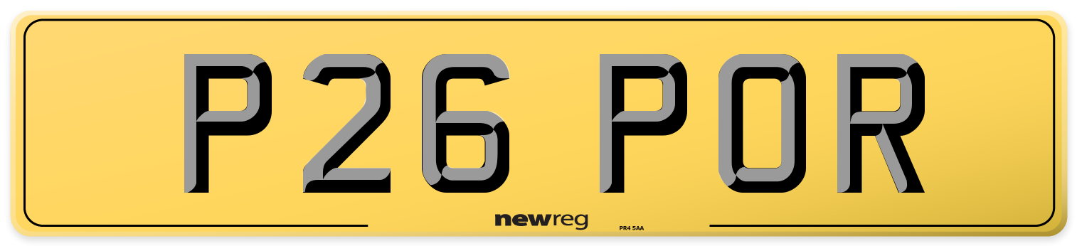 P26 POR Rear Number Plate