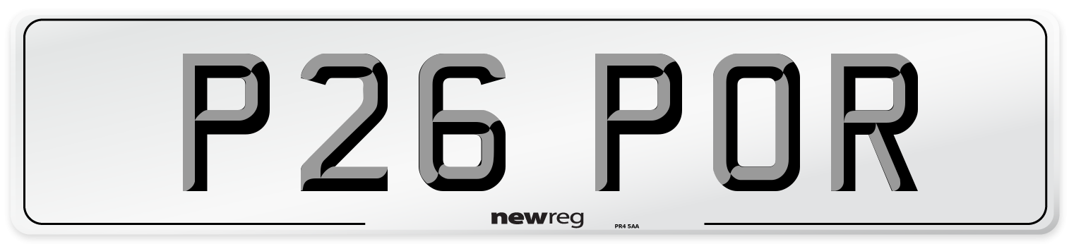 P26 POR Front Number Plate