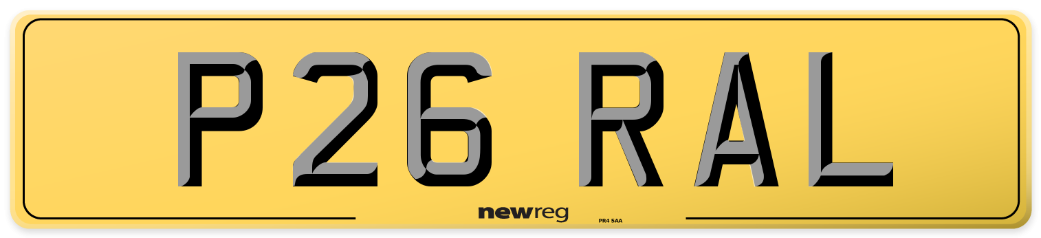 P26 RAL Rear Number Plate