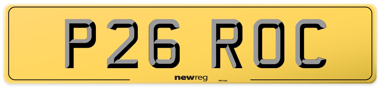 P26 ROC Rear Number Plate