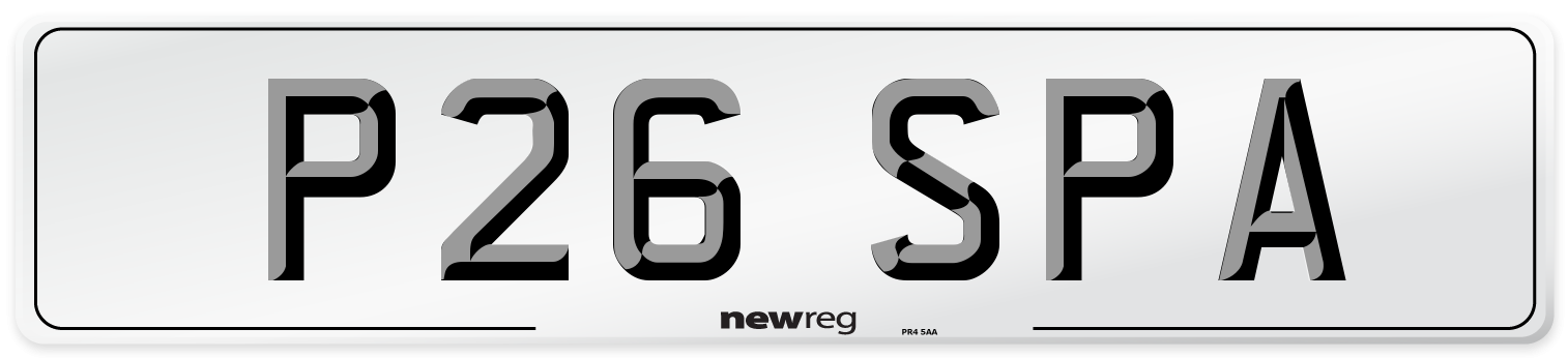 P26 SPA Front Number Plate