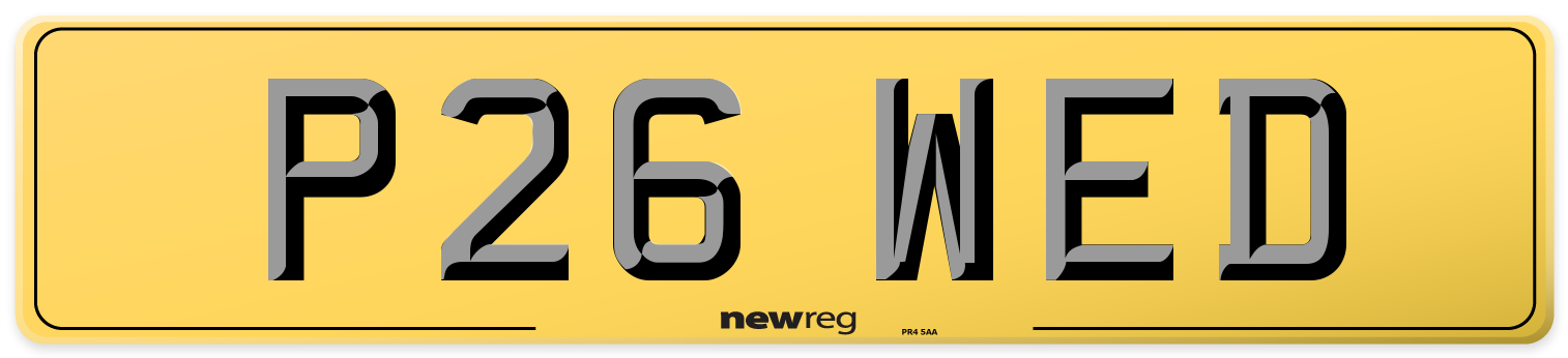 P26 WED Rear Number Plate