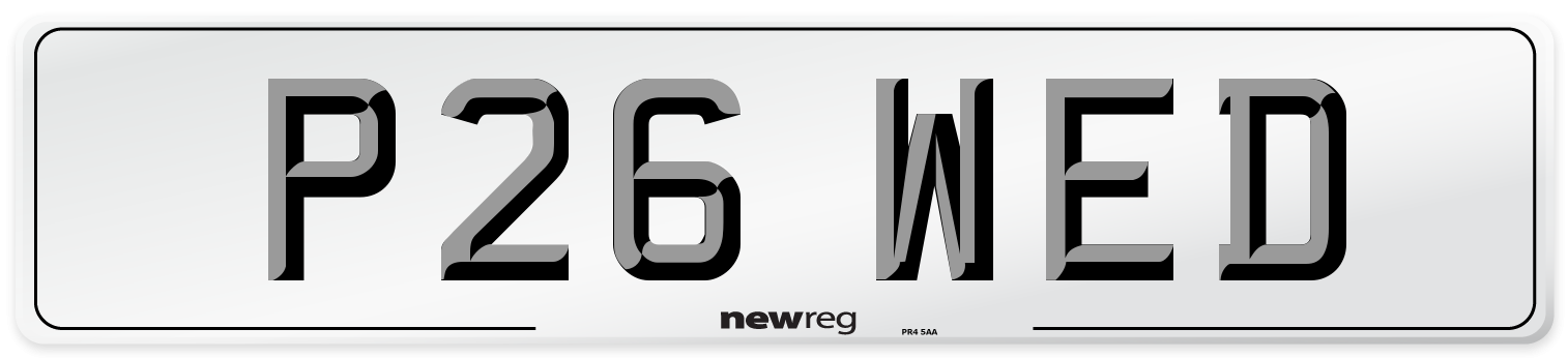 P26 WED Front Number Plate