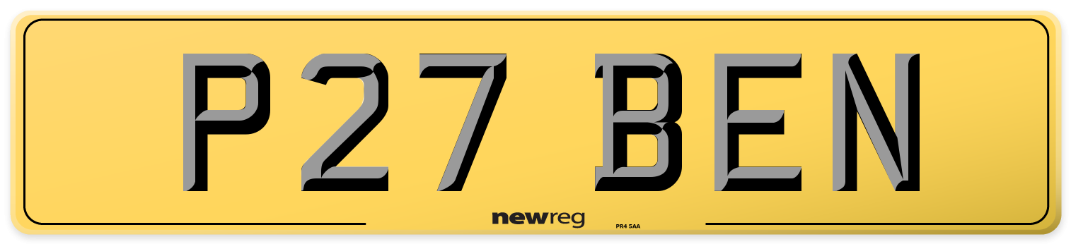 P27 BEN Rear Number Plate