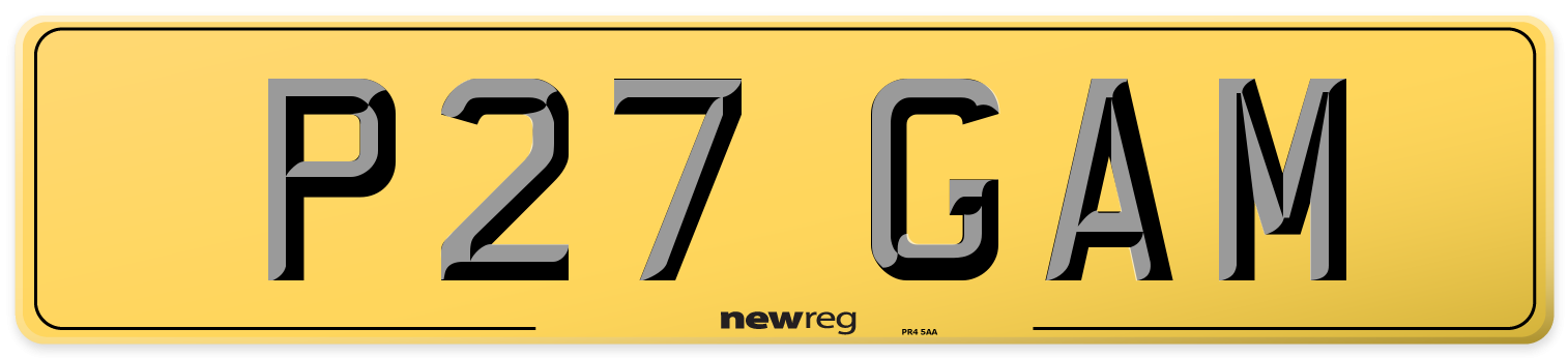 P27 GAM Rear Number Plate